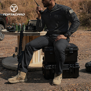 กางเกงยุทธวิธีคุณภาพสูง สีดำ ยืดหยุ่น ทนต่อการฉีกขาด กันน้ำ กางเกงคาร์โก้สำหรับเล่นกีฬา กางเกงสนาม สำหรับผู้ชาย - Product Image 5