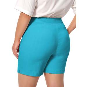 Shorts de travail décontractés pour femmes grandes tailles Jenna Rose avec ourlet tulipe et poches – Confortables et prêts pour le bureau au printemps, en été et en automne - Product Image 4