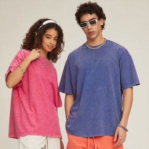 Camiseta serigrafiada de alta calidad con lavado ácido sólido para hombre, ropa de calle Vintage, 100% de algodón, ajuste Regular, transpirable, venta al por mayor, negro - Product Image 1