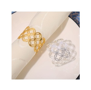 Porte-serviettes en argent et or décoration de table attrayante pince à serviette et porte-mouchoir accessoires de table anneau de tissu - Product Image 1
