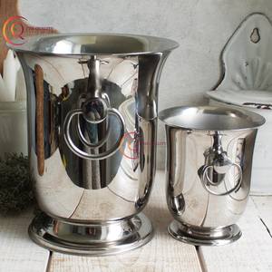 ถังน้ำแข็งสแตนเลสสตีลชุบเงินพร้อมฝาปิดหนังถังเครื่องดื่มแบบพกพาทนทาน - Product Image 6