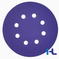 Disque de ponçage et de polissage en céramique OEM violet de 5, 6 pouces (125 mm, 150 mm) à 6 ou 8 trous, avec fixation auto-agrippante