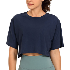 Custom Logo Cotton Cropped <b>Tshirt</b> for Women Ladies O-neck Oversized Blank Women's Crop T-shirt for men - Product Image 5