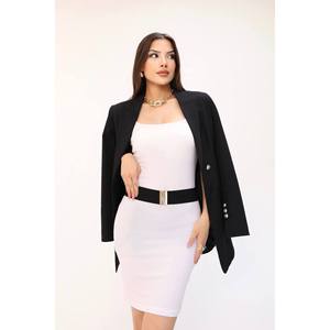 Ceinture élastique pour femme avec boucle dorée, ceinture pour veste, ceinture pour chemise, ceinture pour robe - Noir - Product Image 1