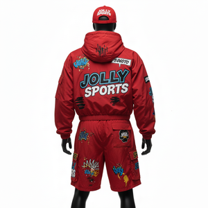 Conjunto de Pantalones Cortos Cortavientos de Poliéster Premium, Tejido Ligero Resistente al Agua, Conjunto de Pantalones Cortos Cortavientos con Estampado Personalizado para Hombre - Product Image 2