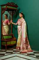 Vente chaude Premium Qualité Tendance Paithani Saree Blouse Fantaisie Coloré Glands Contraste Bordure Doux Soie Dames De Mariage