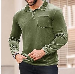 RABUSH SPORTS Premium Quality Golf Sportswear <b>Velvet</b> Velour T-<b>Shirt</b> Plus Size Full Sleeve Front Pocket Style Men Breathable - Product Image 2
