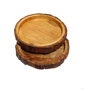 Assiettes en bois de manguier pour la décoration de la table à manger, assiettes de service de couleur foncée pour les ustensiles de cuisine et les restaurants - Product Image 6