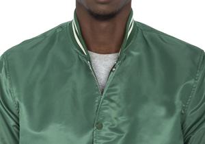 Chaqueta Bomber de satén con estampado personalizado, ropa de abrigo de béisbol OEM para hombres y mujeres, chaqueta universitaria de promoción de Marca - Product Image 3