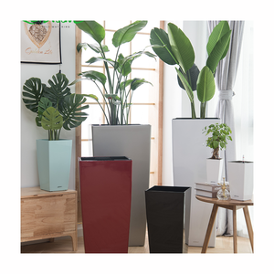 Giải Trí Mới Lạ Hình Trụ Vuông Lớn Nhựa Garden <span class=keywords><strong>Planter</strong></span> Chậu Hoa Với Hệ Thống Tự Tưới Nước - Product Image 1