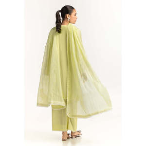 Dupatta de Chifón para Mujer, Color Amarillo, con Bordado Lurex Munaar, Elegante, Festivo, Transpirable, para Verano - Product Image 3