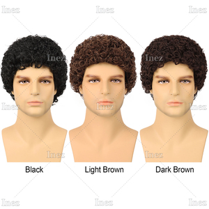 Peluca corta <span class=keywords><strong>afro</strong></span> y rizada para hombre, peluca de discoteca de los años 70 y 80, pelucas divertidas para Cosplay de Halloween de Guy Rocker para <span class=keywords><strong>disfraz</strong></span> de fiesta diaria - Product Image 5