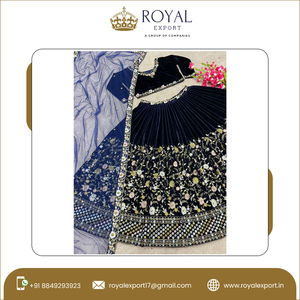 Lehenga choli ผู้หญิงชาติพันธุ์ขายร้อนกับ dupatta อินเดียผ้าวิสคอสกำมะหยี่หนาปักงานแต่งงานสไตล์ทำงาน - Product Image 2