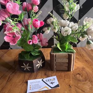 Pots de fleurs en bois personnalisés faits à la main support brillant/mat glaçure tenture murale décoration intérieure pour anniversaire Diwali-vente chaude - Product Image 6