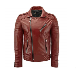 High Street Custom 100% Chaqueta de cuello alto de cuero genuino Estilo de motorista de invierno con forro de viscos transpirable y cierre de cremallera - Product Image 1