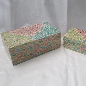 Boîte à maquillage et à bijoux en mosaïque de nacre colorée, écologique, durable, nouveau style chinois, couleur personnalisée, vente en gros - Product Image 1