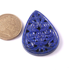 Lapis Lazuli sculpté pierre précieuse poire forme pierre précieuse moghol sculpture pour bijoux utilise pierre précieuse produit en vrac - Product Image 1