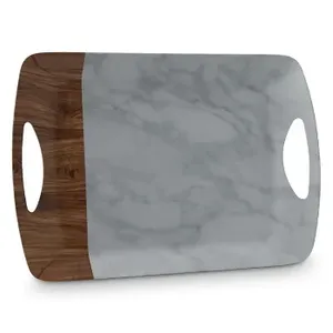 Elegant Wooden and Marble Serving Tray for Home Hotel <b>Restaurant</b> Export Quality Cheap Price MOQ 100pcs - Product Image 1