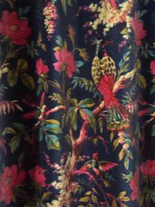 Cortinas de terciopelo azul marino con estampado de pájaros, estilo bohemio, personalizadas en cualquier tamaño, 100% algodón, terciopelo de alta calidad. - Product Image 2