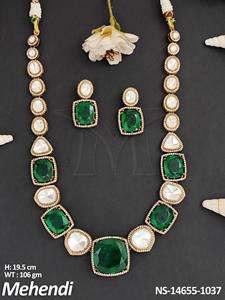 Kundan เครื่องประดับ Mehendi ชุบหินเต็มชุดสร้อยคอชุด - Product Image 2