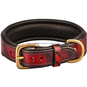 Collar de perro de cuero suave acolchado transpirable resistente, hecho a medida, collar de Mascota de cuero de lujo de dos tonos a precio de fábrica al por mayor - Product Image 2