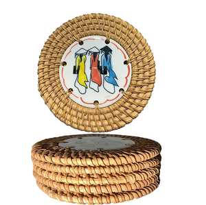 New Style <b>Round</b> Rattan Tea Cup Coaster Premium Quality Rattan Household <b>Mats</b> & Pad Table Decoration Wedding Rattan Coasters Pads - Product Image 6