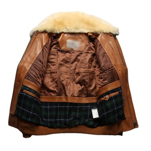 Chaquetas de Cuero Vacuno para Hombre, con Cuello Desmontable de Piel de Cordero, Estilo Bomber Casual, Ropa de Invierno Personalizada - Product Image 2