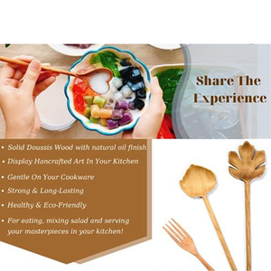 Ensemble de 6 cuillères et fourchettes en bois naturel AYAANS par AYAANS Cadeaux d'hôtesse de Pâques pour femme Couple Saint Valentin Idées pour maman - Product Image 3