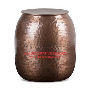 Nouvelle Table d'appoint en forme de boîte en métal couleur or Design martelé vente chaude Table à café et à thé décorative pour sol à vendre - Product Image 4