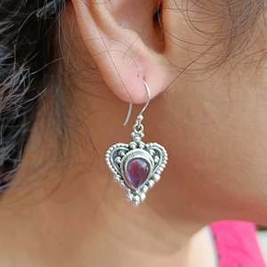 Handmade 925 Sterling <b>Silver</b> <b>Dangle</b> Drop <b>Earrings</b> Gold Plated with Heart Flower Shape for Wedding Featuring Pearls Diamonds - Product Image 6