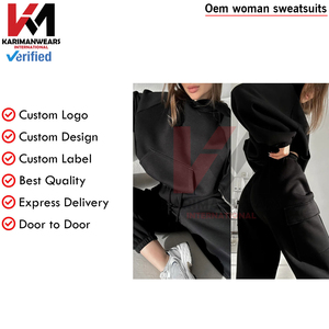 Conjunto de Sudadera con capucha para mujer, chándal informal de lana, ropa deportiva, Jersey, pantalones de chándal, traje de invierno y otoño, ropa deportiva cálida - Product Image 6