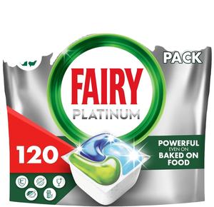 Pastillas para Lavavajillas Fairy Platinum Todo en Uno, Paquete de 120 Pastillas - Product Image 1