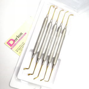 ชุดเครื่องมือเติมฟันแบบประกอบเองโลโก้5ชิ้นหัวชุบทองทำจากสแตนเลส - Product Image 1