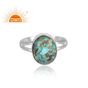 Dernières tendances bague en argent sterling fin naturel Boulder Turquoise pierre précieuse bague fendue fabricant de bijoux personnalisés - Product Image 2