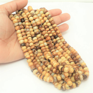 Hermosas Cuentas de Ópalo Amarillo Mostaza Lisas en Forma de Rondelle, Cuentas Lisas de Ópalo Amarillo Mostaza de 7-9 mm, Ópalo de Calidad AAA, Joyería - Product Image 1