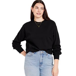 Cotton Fleece Crew Neck Long <b>Sleeve</b> <b>Sweatshirts</b> Women's <b>Short</b> Length Cropped Tops 2025 Spring Autumn Winter Casual Clothing - Product Image 5