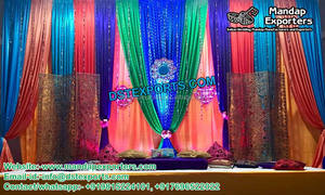 Dames de mariage traditionnelles Sangeet fonction scène Punjabi Sangeet nuit scène configuration Punjabi Sangeet cérémonie décor de scène - Product Image 6