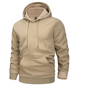 Sweat-shirt et sweat à capuche pour homme avec fermeture éclair, motif uni, tissu tricoté, col à capuche, logo personnalisé et couleur unie - Product Image 3
