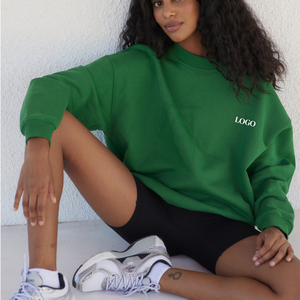 Women's High Quality Casual Solid Loose Fit Long Sleeve O-Neck Crop Top Printed Workout Cropped Pullover <b>Sweatshirt</b> for Winter - Product Image 1