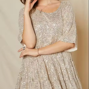 Best Selling Party Dress <b>Sequins</b> Tiered Babydoll Dress - Product Image 1