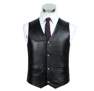Design classique pour produit personnalisé gilet en cuir véritable gilet en cuir Denim confortable gilet en cuir sur mesure à la main - Product Image 1
