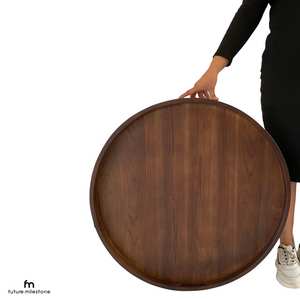 Vajilla decorativa rectangular de madera maciza Real Natural para servir fruta, plato de postre, bandeja para servir café, bandeja para servir café - Product Image 4