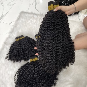 Vente en gros Extensions de cheveux vierges vietnamiennes noires à vagues profondes de haute qualité cuticules alignées 100g toutes les couleurs conviennent en vrac - Product Image 1