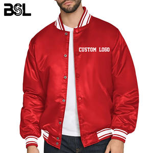 Venta al por mayor Chaquetas de satén con logotipo bordado Unisex Tallas grandes Letterman Bomber Jackketet High Street College Jac - Product Image 1