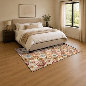 RUGS DEPOT LXDP-0041 Wholesale Red Burgundy Traditional Medallion Digital Printed Machine Washable Chenille Area Rug Non <b>Slip</b> - Product Image 3