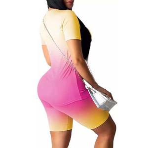 Ensemble deux pièces décontracté avec Logo personnalisé, couleur unie, grande taille, t-shirt et Short à Sublimation, ensemble 2 pièces pour femme - Product Image 5