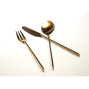 Nuevo precio de fábrica, servicio pesado, restaurante, cubiertos de oro, Metal decorativo, diseño plano largo, mango chapado en oro - Product Image 2