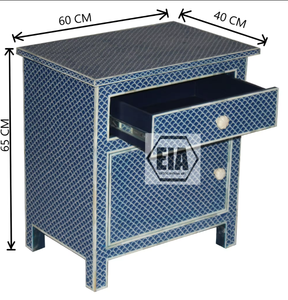 Consola de incrustaciones de hueso hecha a mano, relleno de resina azul cielo, patrón Floral, chipset de hueso, pastas para sala de estar, dormitorio, mesita de noche - Product Image 5