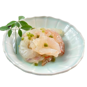 味付けされた刺身エビ冷凍頭なしわさび風味を袋わさびにパッケージ化