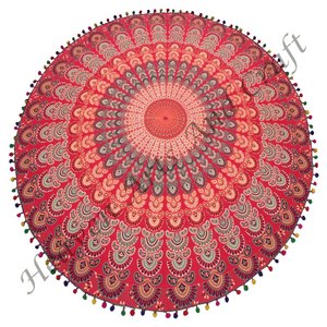 Tapices de Algodón Estampados Hechos a Mano, Toalla de Playa de Algodón, Tapete de Yoga, Decoración del Hogar, Tapiz Redondo para Colgar en la Pared, Estilo Mandala de Elefante Tradicional - Product Image 2